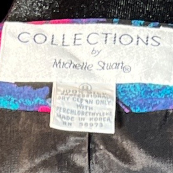 Collections By Michelle Stuart - 80's 2-Piece Vibrant Silk Suit - Size 8 - Picture 14 of 14